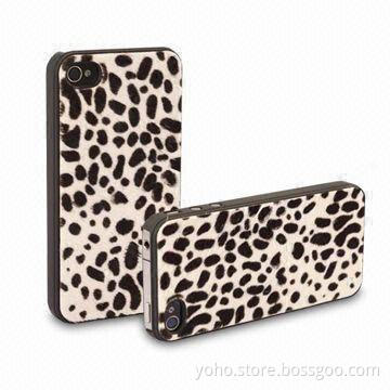 Fashionable Leopard Grain PC Cases for iPhone 4/4S, Comes in White/Black Pattern